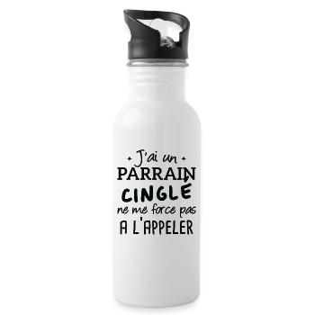 J'ai un parrain cinglé humour cadeau - Gourde avec paille intégrée - blanc - Droite