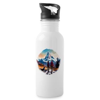 Zermatt, Matterhorn, Matterhorn mountain, hiker - Water bottle with straw - white - Right