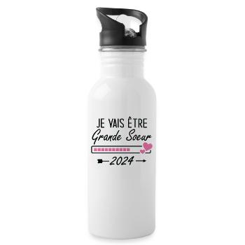 Je Vais être Grande Soeur 2024 - Gourde avec paille intégrée - blanc - Droite