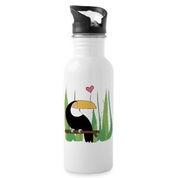Cacatoès avec cœur - Idée cadeau - Cadeau - Gourde avec paille intégrée - blanc - Droite