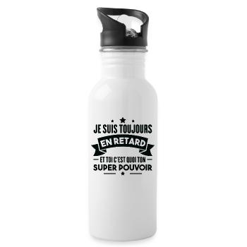 Je suis toujours en retard Humour cadeau - Gourde avec paille intégrée - blanc - Droite