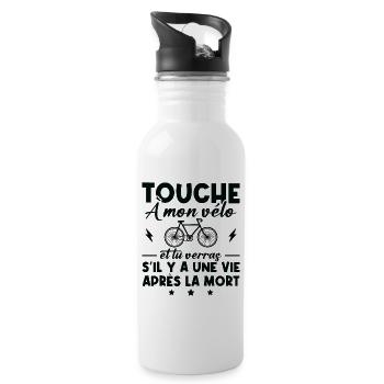 Touche à mon vélo humour cadeau pour cyclistes - Gourde avec paille intégrée - blanc - Droite