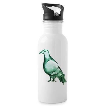 stadttaube - Trinkflasche mit integriertem Trinkhalm - Weiß - Rechts