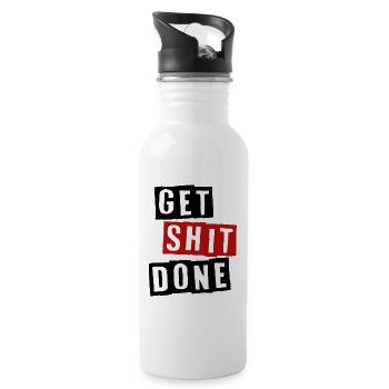 GET SHIT DONE - Trinkflasche mit integriertem Trinkhalm - Weiß - Rechts
