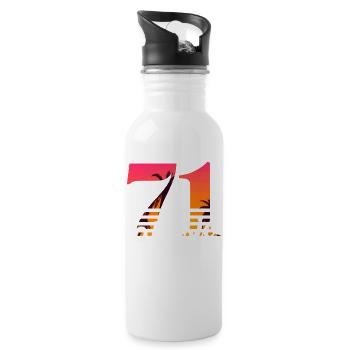 Jahrgang 1971-71. Geburtstag - Trinkflasche mit integriertem Trinkhalm - Weiß - Rechts