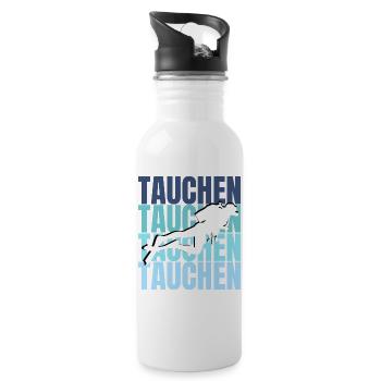 Diving Adventure: Exploring the Depths, Experiencing Freedom - Water bottle with straw - white - Right