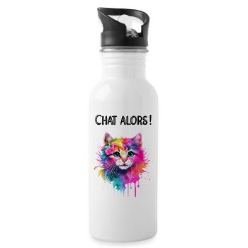 Chat alors - Gourde avec paille intégrée - blanc - Droite