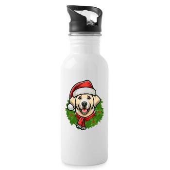 Christmas Labrador Dog Friends - Water bottle with straw - white - Right