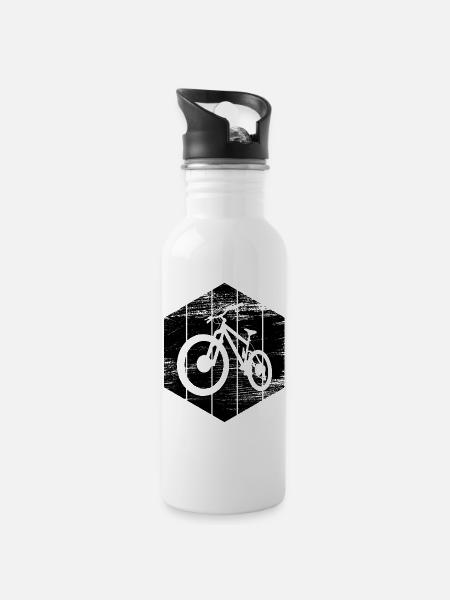 Mountainbike - Trinkflasche mit integriertem Trinkhalm - Weiß