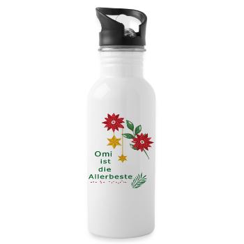 Weihnachten, Omi ist die Allerbeste, Advent - Trinkflasche mit integriertem Trinkhalm - Weiß - Rechts