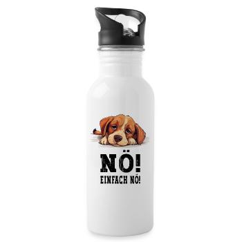 Nope Just Nope No No Dog Doggie Funny Saying - Water bottle with straw - white - Right