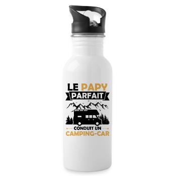Le papy parfait conduit un camping car - Gourde avec paille intégrée - blanc - Droite