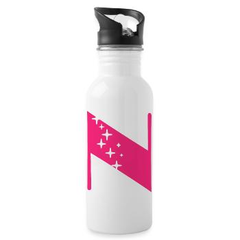 Buchstabe N Glitzer - Trinkflasche mit integriertem Trinkhalm - Weiß - Rechts