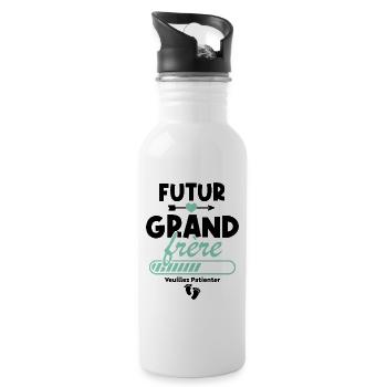 Futur grand frère veuillez patienter - Gourde avec paille intégrée - blanc - Droite