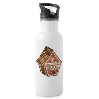 beautifully decorated gingerbread house for Christmas - Water bottle with straw - white - Right