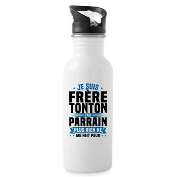 Je suis frère tonton et parrain Humour cadeau - Gourde avec paille intégrée - blanc - Droite