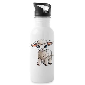 Cute little baby lamb - Water bottle with straw - white - Right