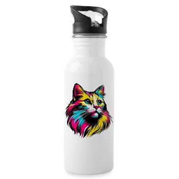 Chat - Gourde avec paille intégrée - blanc - Droite