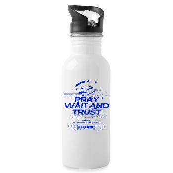 Pray Wait Trust Christian Faith - Water bottle with straw - white - Right