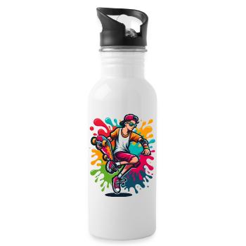 Skateboard avec des touches de couleur - Gourde avec paille intégrée - blanc - Droite