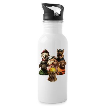 Freunde für alle Felle - Trinkflasche mit integriertem Trinkhalm - Weiß - Rechts