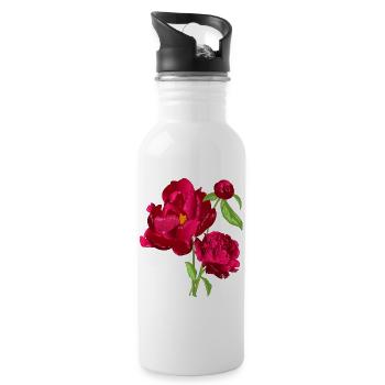 rosen blumen rot muttertag frau girl blüten danke - Trinkflasche mit integriertem Trinkhalm - Weiß - Rechts