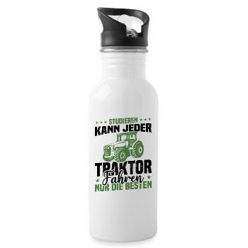 Studieren kann jeder traktor fahren nur die besten - Trinkflasche mit integriertem Trinkhalm - Weiß - Rechts