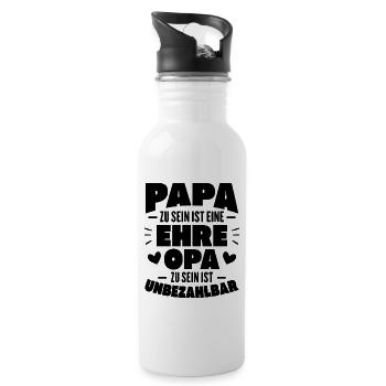 Papa zu sein ist eine Ehre Opa zu sein unbezahlbar - Trinkflasche mit integriertem Trinkhalm - Weiß - Rechts