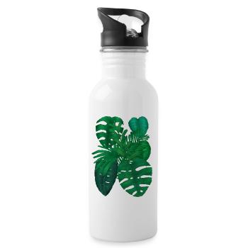 Plantes tropicales - Gourde avec paille intégrée - blanc - Droite