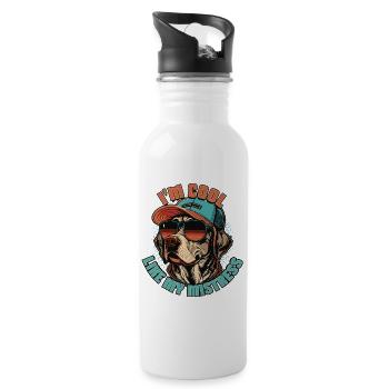 Ich bin cool wie mein Frauchen - Trinkflasche mit integriertem Trinkhalm - Weiß - Rechts