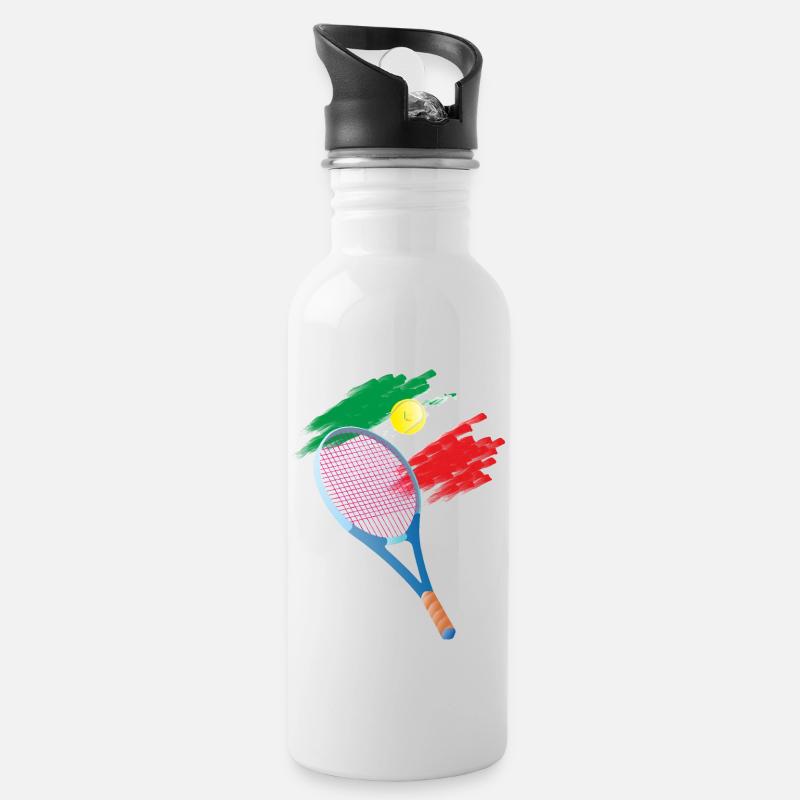 Tennis ITA - Trinkflasche mit integriertem Trinkhalm - Weiß