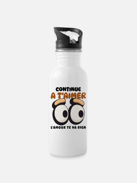 Keep loving yourself, love suits you well - Water bottle with straw - white