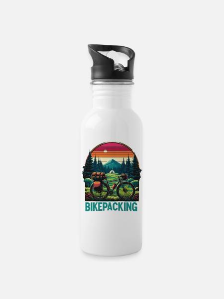 Bikepacking Sunset Trail - Trinkflasche mit integriertem Trinkhalm - Weiß