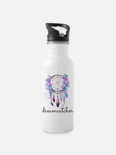 dreamcatcher - Trinkflasche mit integriertem Trinkhalm - Weiß