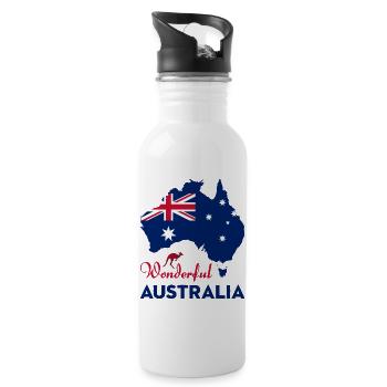Wunderbares Australien - Trinkflasche mit integriertem Trinkhalm - Weiß - Rechts