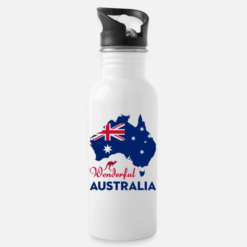 Wunderbares Australien - Trinkflasche mit integriertem Trinkhalm - Weiß
