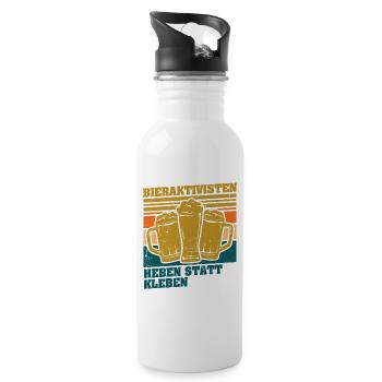 Bieraktivisten Heben statt Kleben - Trinkflasche mit integriertem Trinkhalm - Weiß - Rechts