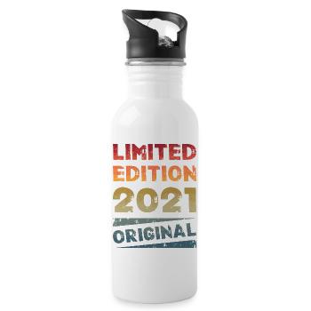 Fête d’anniversaire en édition limitée vintage 2021 - Gourde avec paille intégrée - blanc - Droite