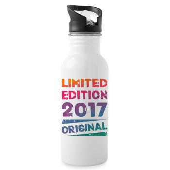 Limited Edition Geburtstag Party Jahrgang 2017 - Trinkflasche mit integriertem Trinkhalm - Weiß - Rechts