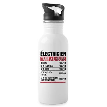 Elektriker Stundensatz Geschenkidee Humor - Trinkflasche mit integriertem Trinkhalm - Weiß - Rechts