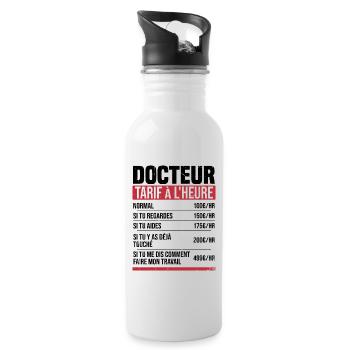 Doktor Stundensatz Humor Geschenkidee - Trinkflasche mit integriertem Trinkhalm - Weiß - Rechts