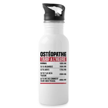 Osteopath hourly rate gift idea humor - Water bottle with straw - white - Right