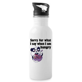 Hungry panda bear with a bowl of ice cream - Water bottle with straw - white - Right