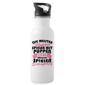 Real Girls Playing Sheep Head Sheep Heads - Water bottle with straw - white - Right