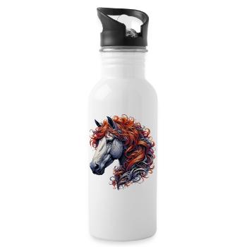 Cheval - Gourde avec paille intégrée - blanc - Droite