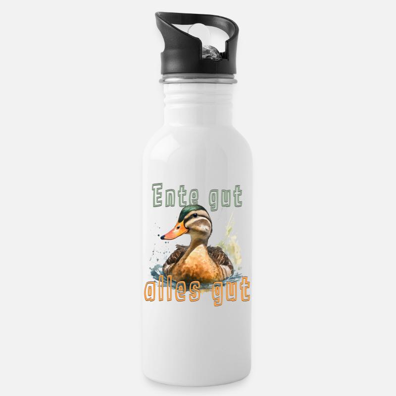 En(t)(d)e gut, alles gut? - Trinkflasche mit integriertem Trinkhalm - Weiß
