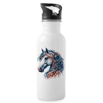 Cheval - Gourde avec paille intégrée - blanc - Droite