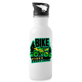 Bike Fixes Everything Adventure Design - Water bottle with straw - white - Right