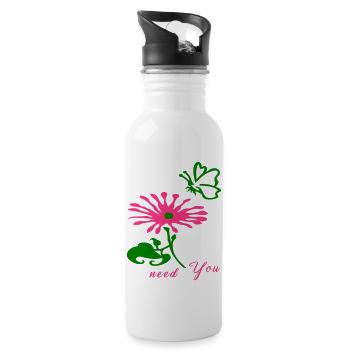 Butterfly - Trinkflasche mit integriertem Trinkhalm - Weiß - Rechts