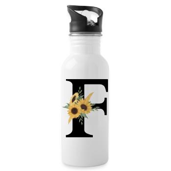 Lettre f floral tournesol - Gourde avec paille intégrée - blanc - Droite